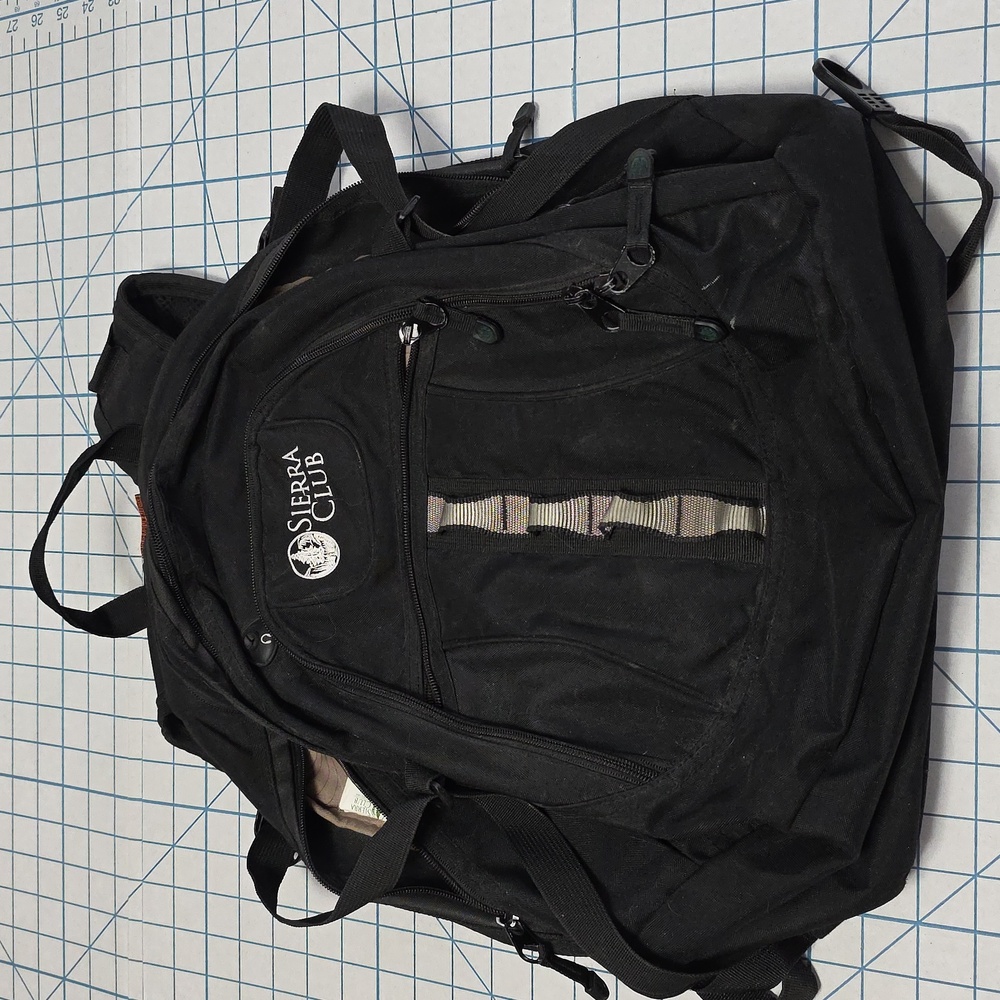 Sierra Club Black Backpack 19" Tall X 15" Wide X 6.5" Deep Approx Preloved